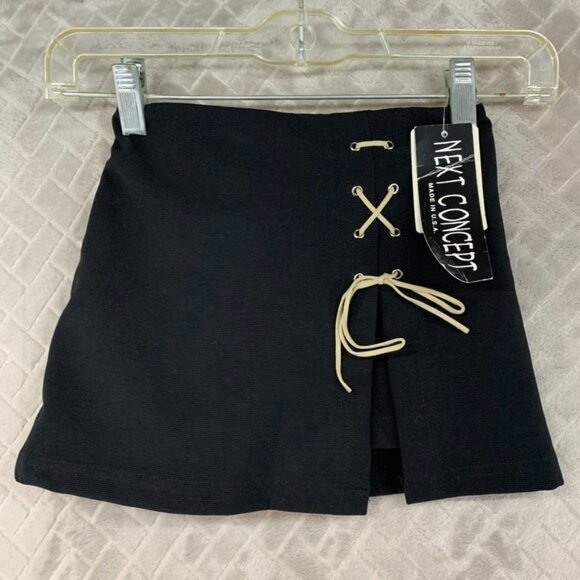 Next Concept Girls 5 Skort Black Short Mini Vintage Y2K Stretch Pull On - Picture 1 of 16